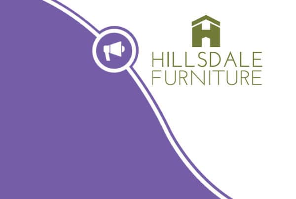 a logo for hillsdale furniture is on a purple background