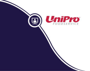 a logo for unipro foodservice on a purple background