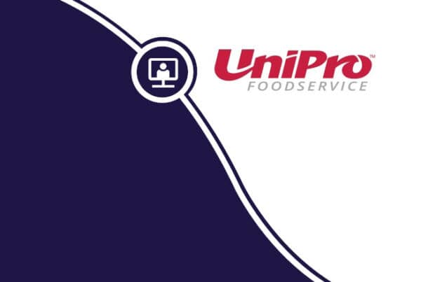 a logo for unipro foodservice on a purple background