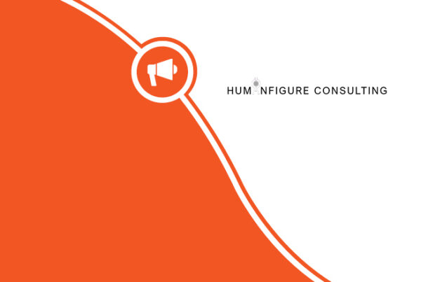 an orange and white logo for humanfigure consulting