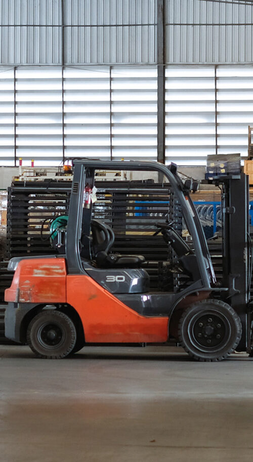 warehouse forklift representing inventory optimization